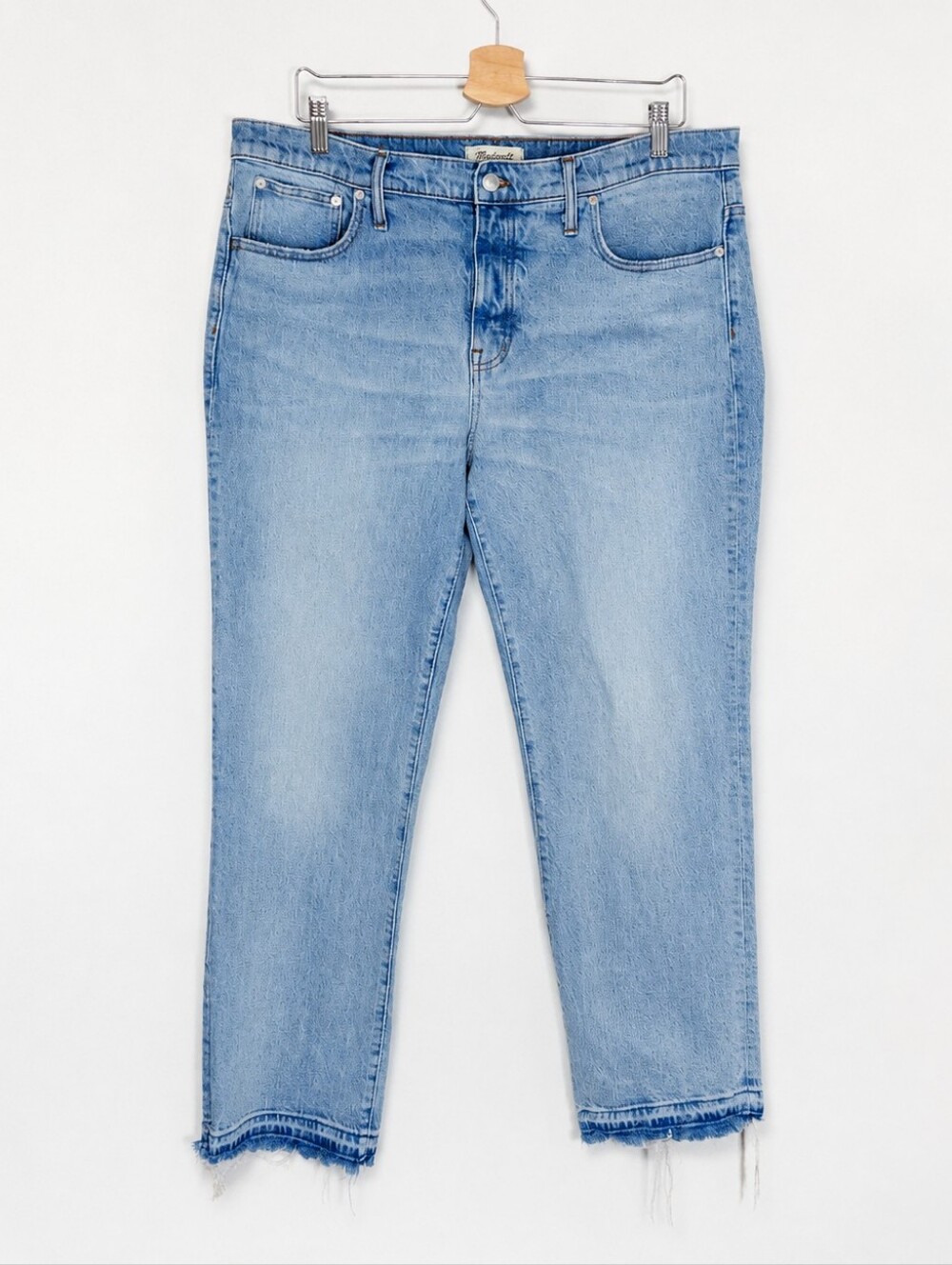 Madewell Mid Rise '90s Straight Jeans Women's Size 33 Light Wash Raw Hem